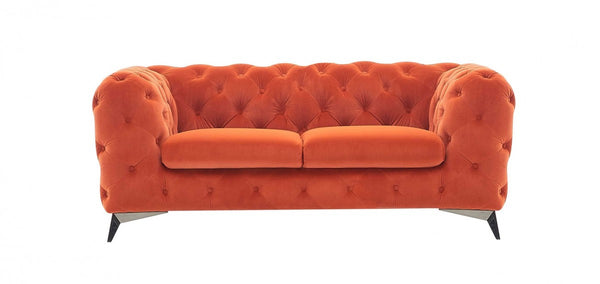 Divani Casa Delilah - Modern Orange Fabric Loveseat