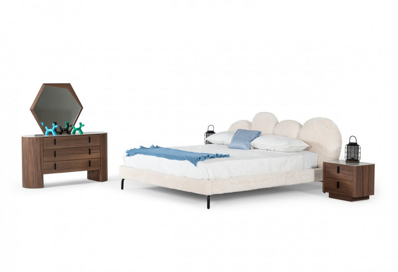 Modrest Destiny - Contemporary White Sherpa Bubble Bed