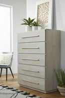 Destination Five Drawer Chest in Cotton Grey