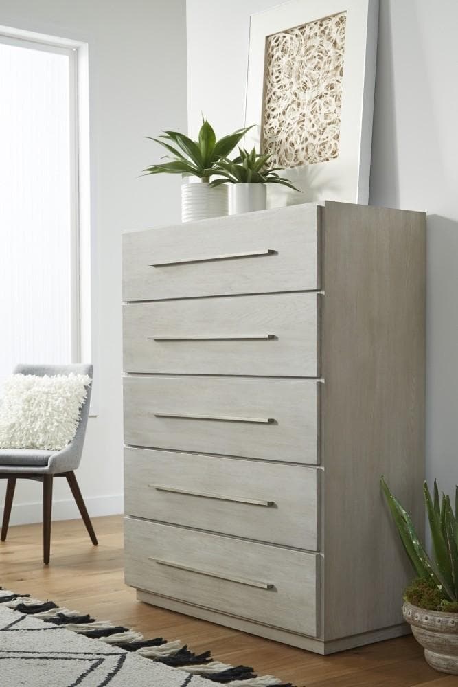 Destination Five Drawer Chest in Cotton Grey