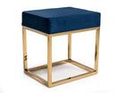 Modrest Downey Blue Velvet & Gold Stool Ottoman