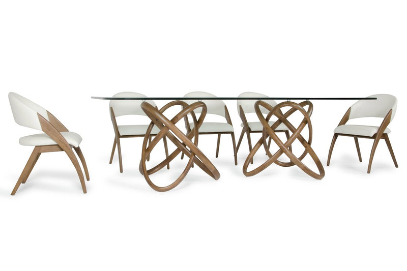 Modrest Mason Modern Glass & Walnut Dining Table