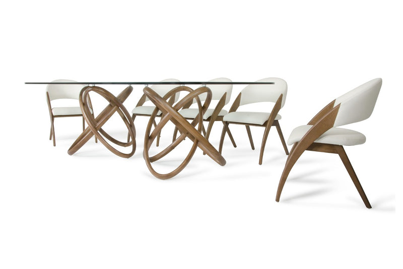 Modrest Mason Modern Glass & Walnut Dining Table
