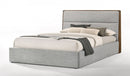 Modrest Dustin - Modern Grey Fabric & Walnut Trimmed Bed