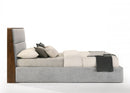 Modrest Dustin - Modern Grey Fabric & Walnut Trimmed Bed