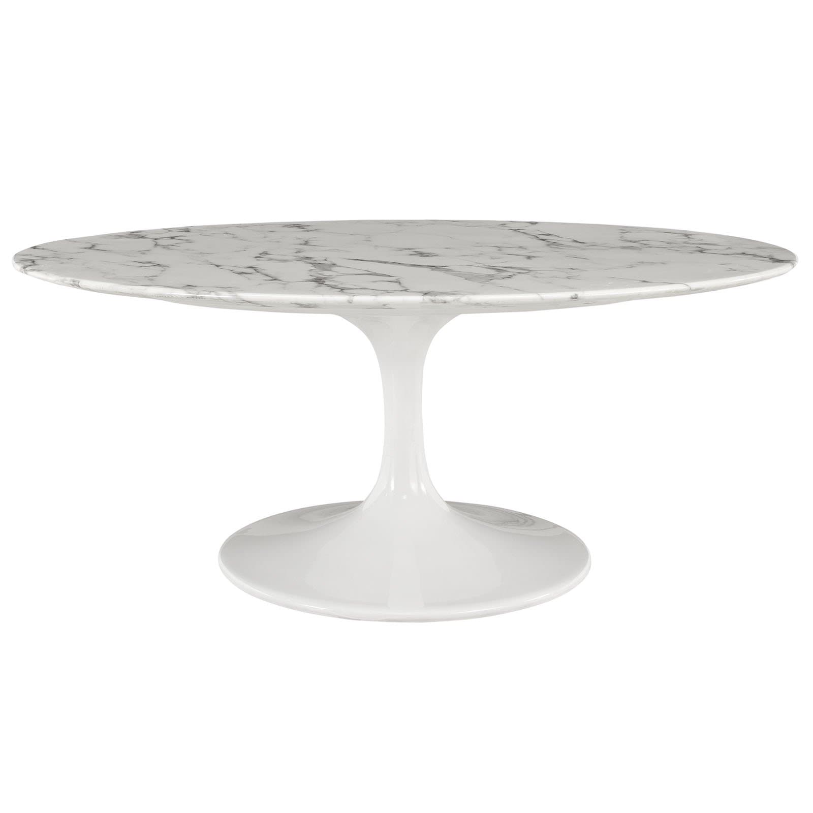 Lippa 42" Oval-Shaped Artificial Marble Coffee Table in White