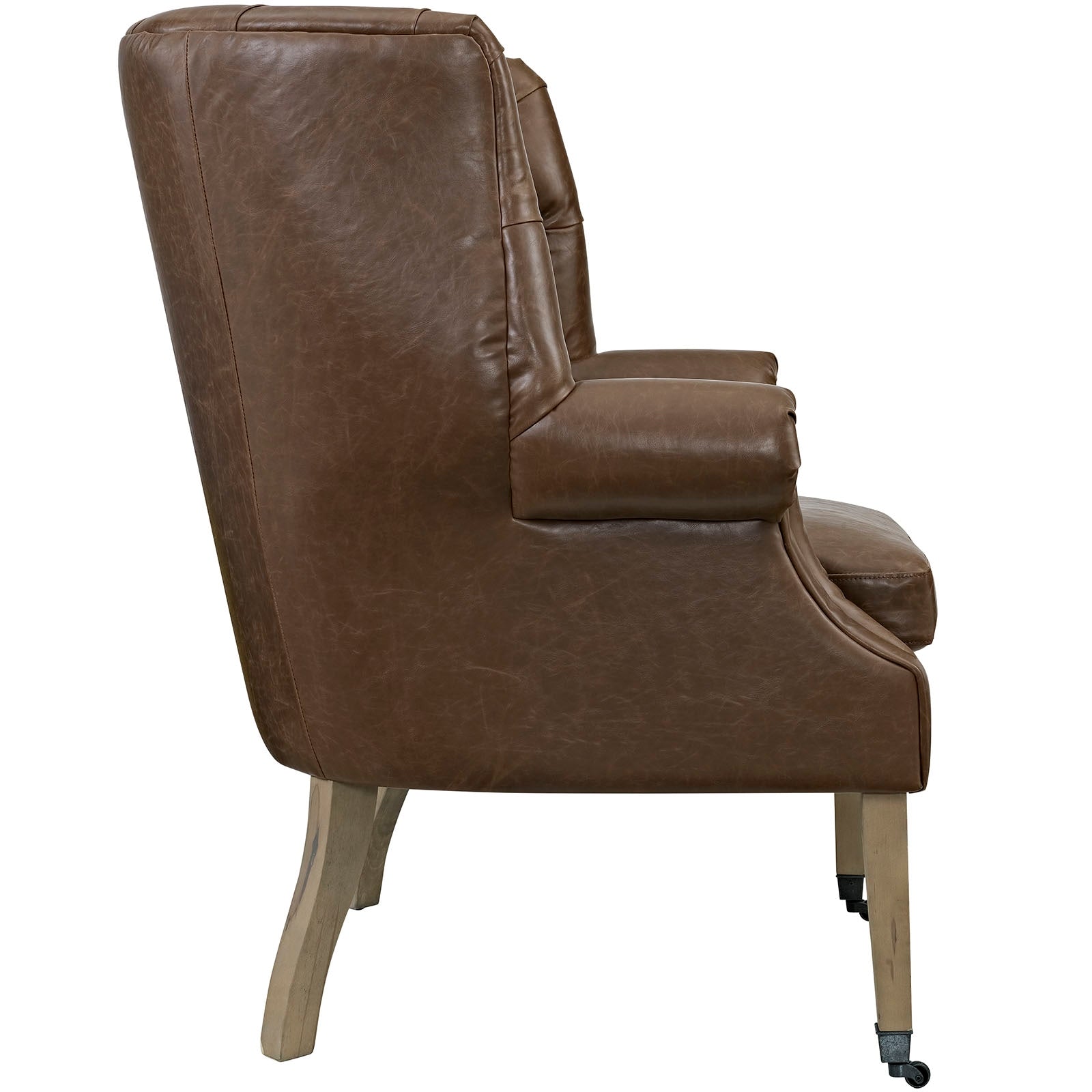 Chart Upholstered Vinyl Lounge Chair in Brown