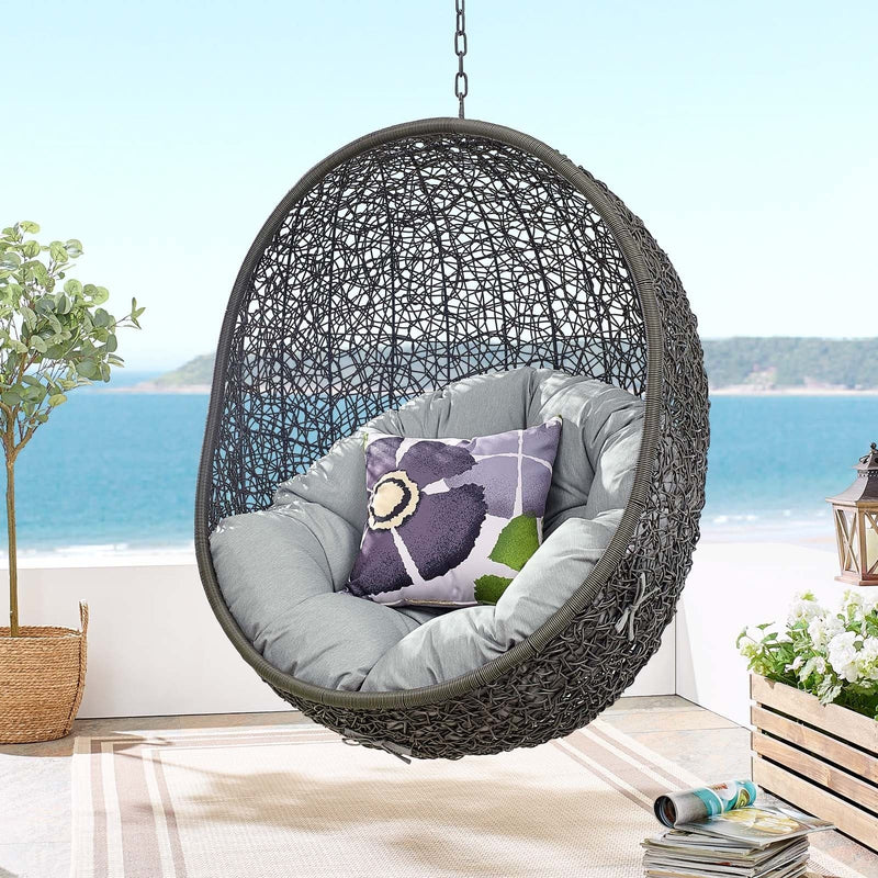 Hide Outdoor Gray Patio Swing Chair With Stand