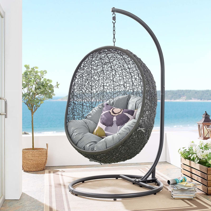 Hide Outdoor Gray Patio Swing Chair With Stand