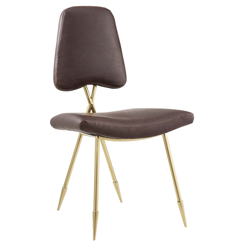 Ponder Antique Faux Leather Dining Side Chair in Brown