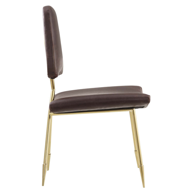 Ponder Antique Faux Leather Dining Side Chair in Brown