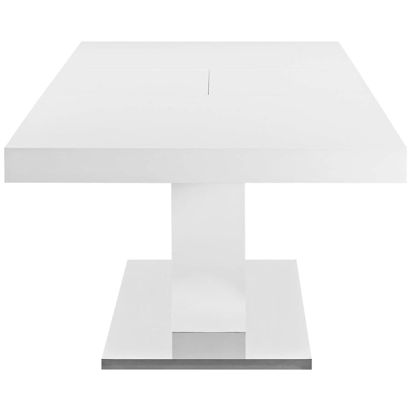 Vector Expandable Dining Table in White Silver