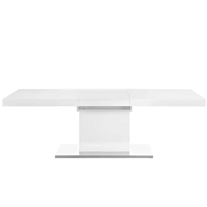 Vector Expandable Dining Table in White Silver