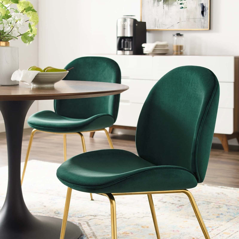 Scoop Gold Legs Velvet Dining Chair