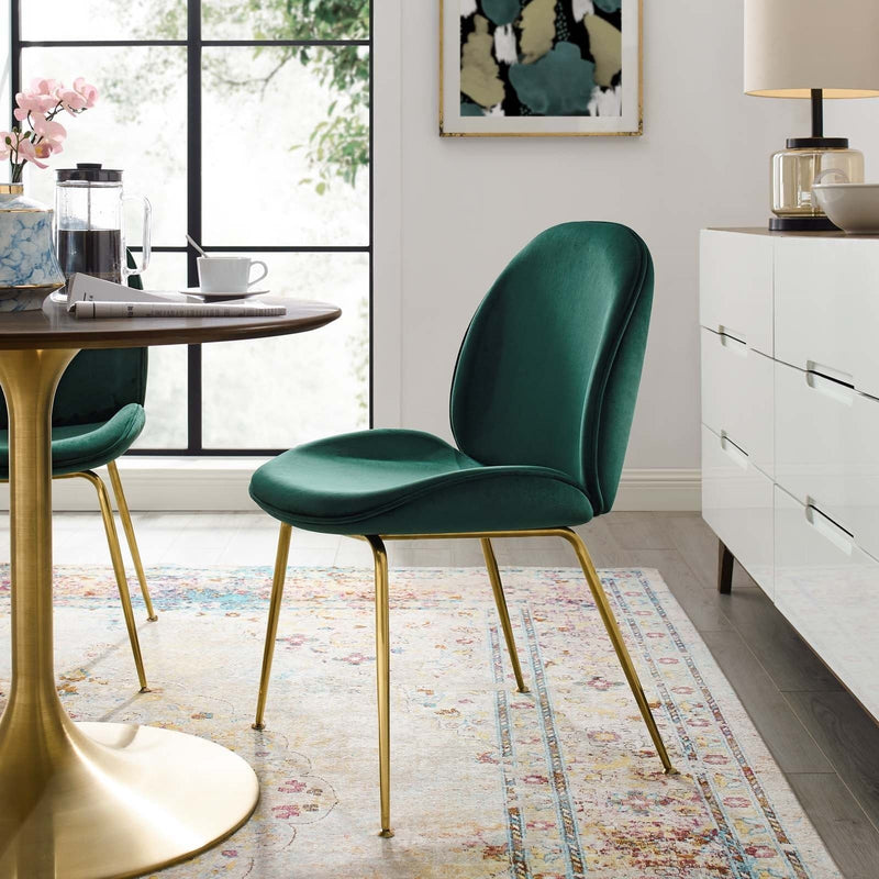 Scoop Gold Legs Velvet Dining Chair