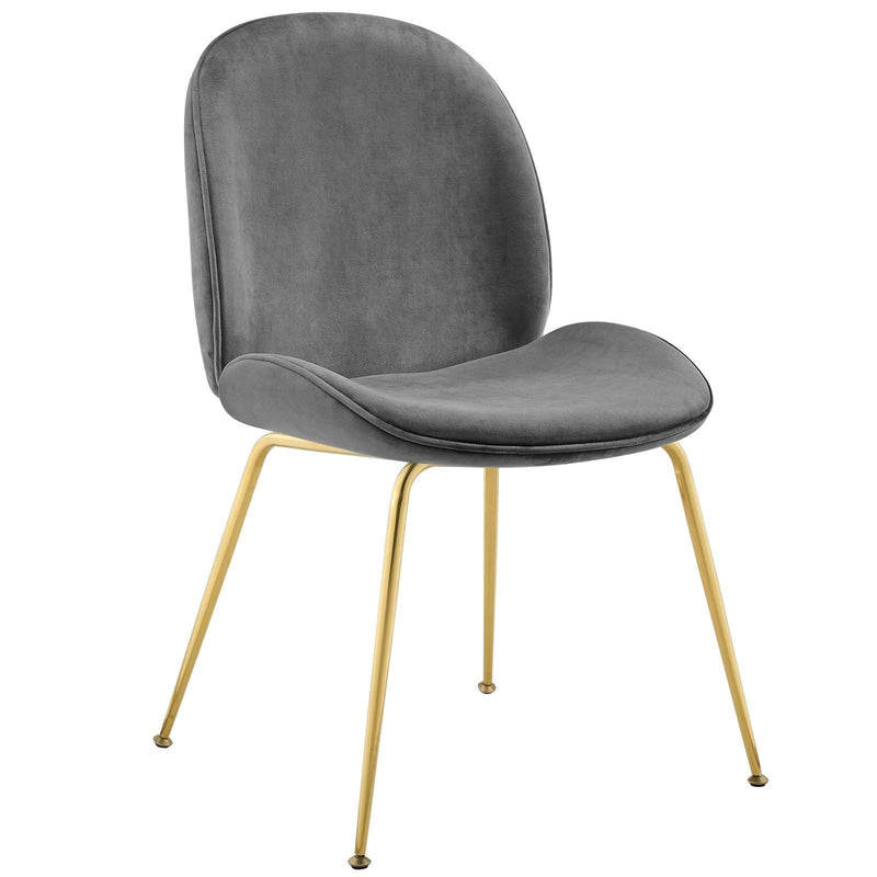 Scoop Gold Legs Velvet Dining Chair