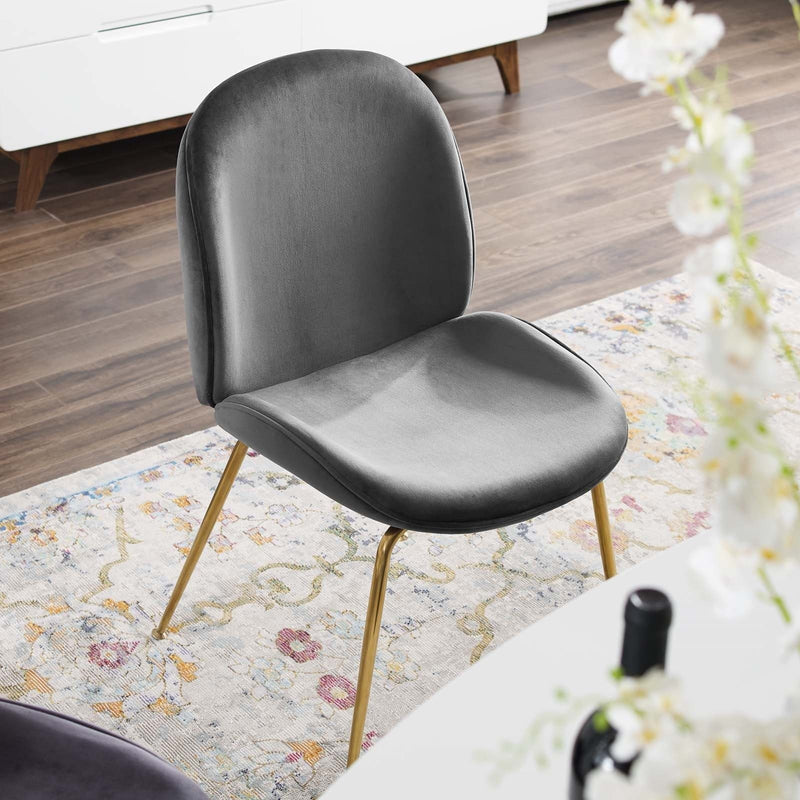 Scoop Gold Legs Velvet Dining Chair