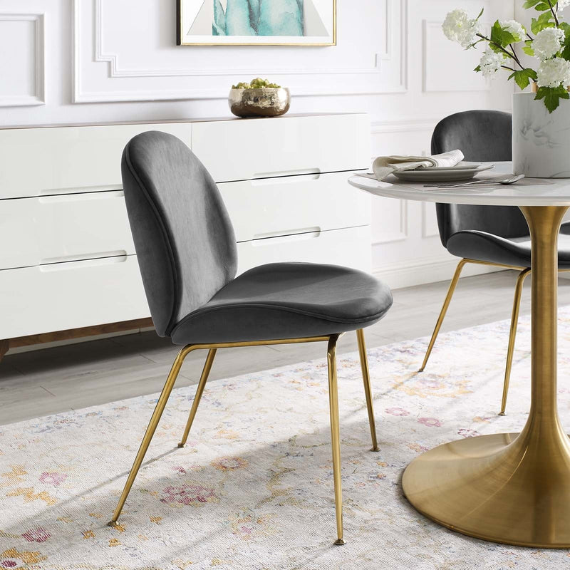 Scoop Gold Legs Velvet Dining Chair