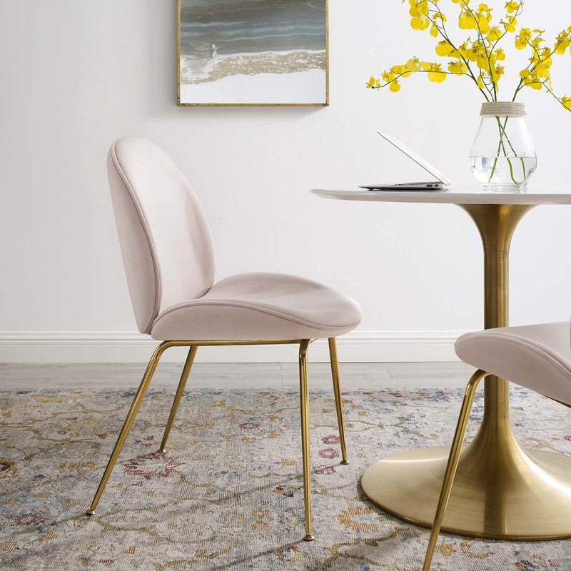 Scoop Gold Legs Velvet Dining Chair