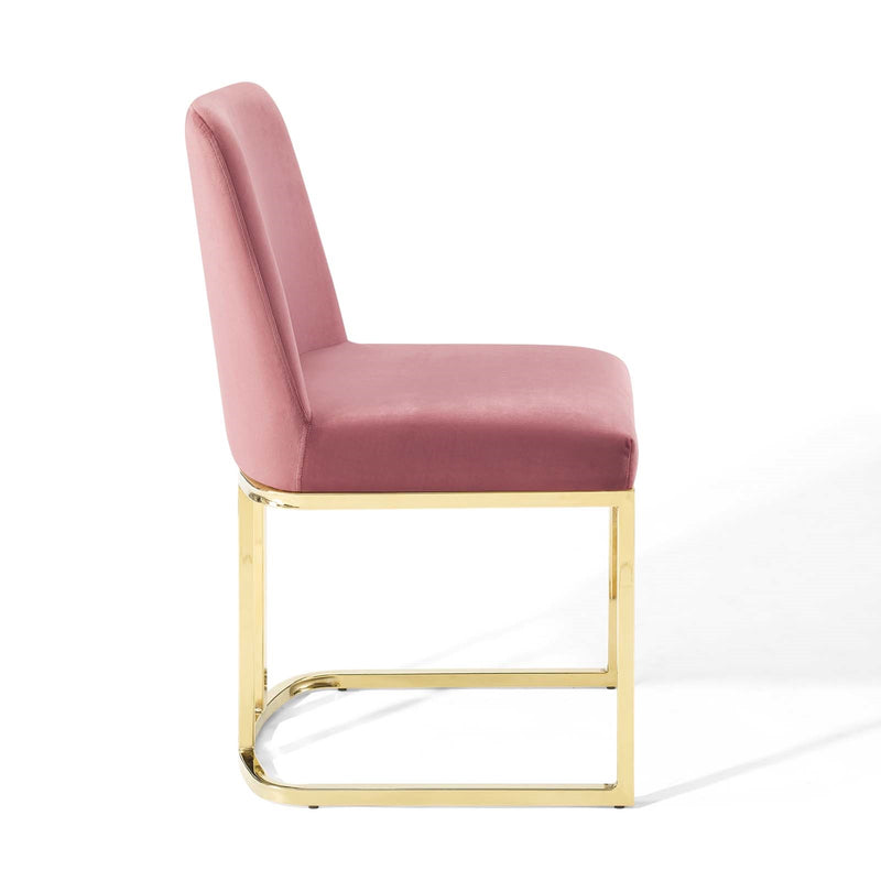 Stacey Sled Base Performance Velvet Dining Chair