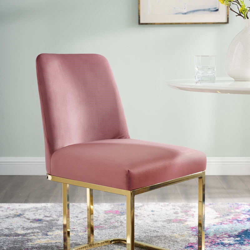 Stacey Sled Base Performance Velvet Dining Chair