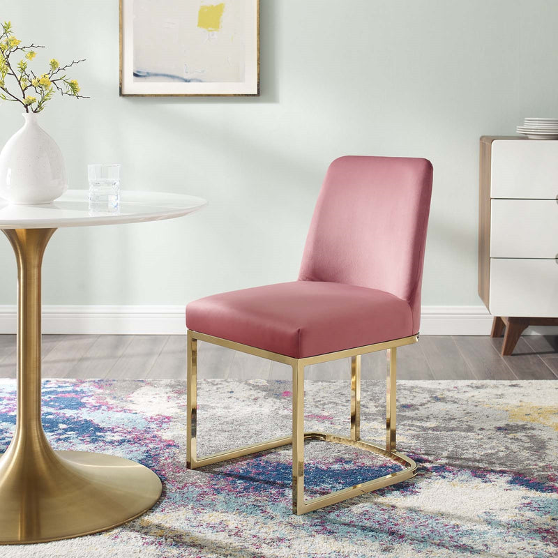 Stacey Sled Base Performance Velvet Dining Chair