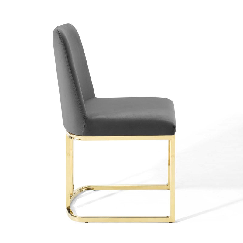 Stacey Sled Base Performance Velvet Dining Chair