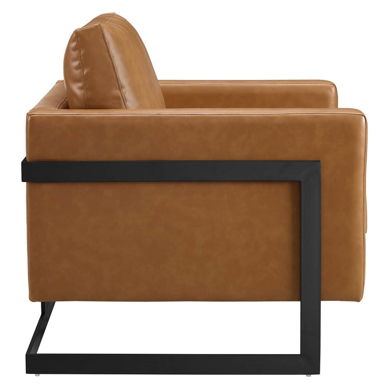 Posse Vegan Leather Accent Chair in Black Tan