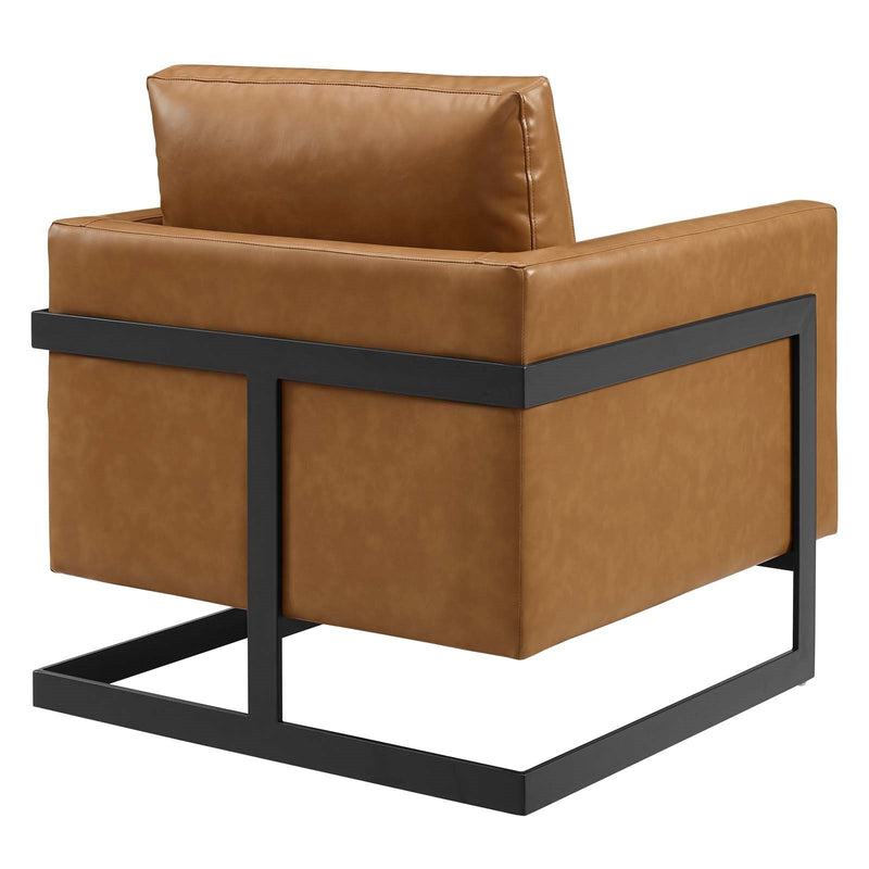 Posse Vegan Leather Accent Chair in Black Tan