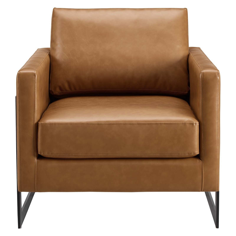Posse Vegan Leather Accent Chair in Black Tan