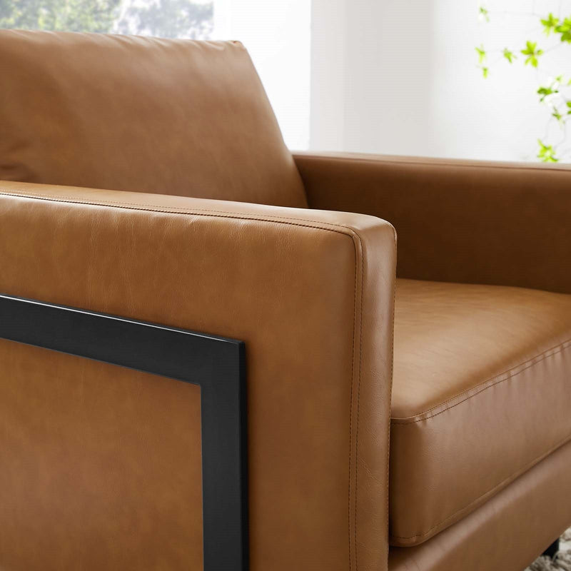 Posse Vegan Leather Accent Chair in Black Tan