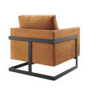 Posse Performance Velvet Accent Chair Black Cognac