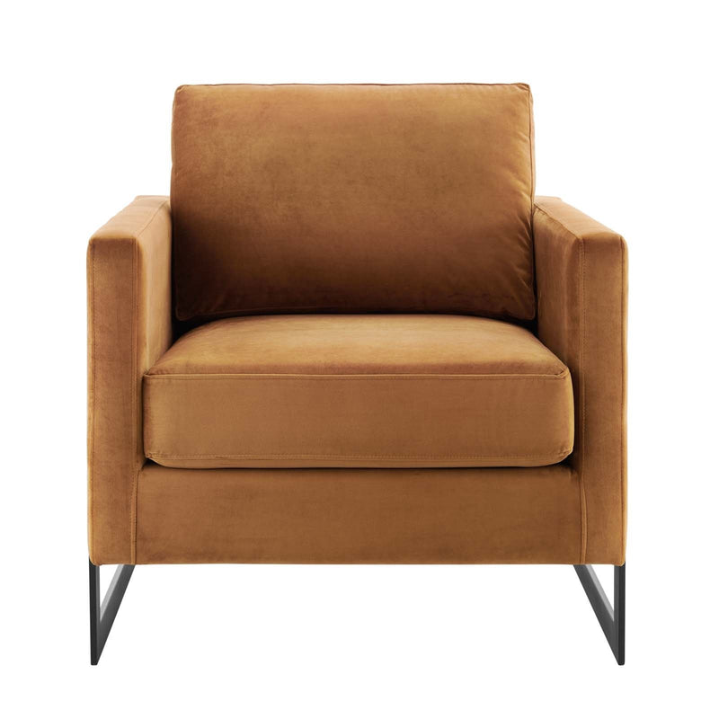 Posse Performance Velvet Accent Chair Black Cognac
