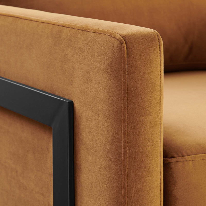 Posse Performance Velvet Accent Chair Black Cognac