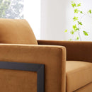 Posse Performance Velvet Accent Chair Black Cognac