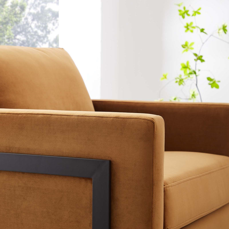 Posse Performance Velvet Accent Chair Black Cognac