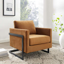 Posse Performance Velvet Accent Chair Black Cognac