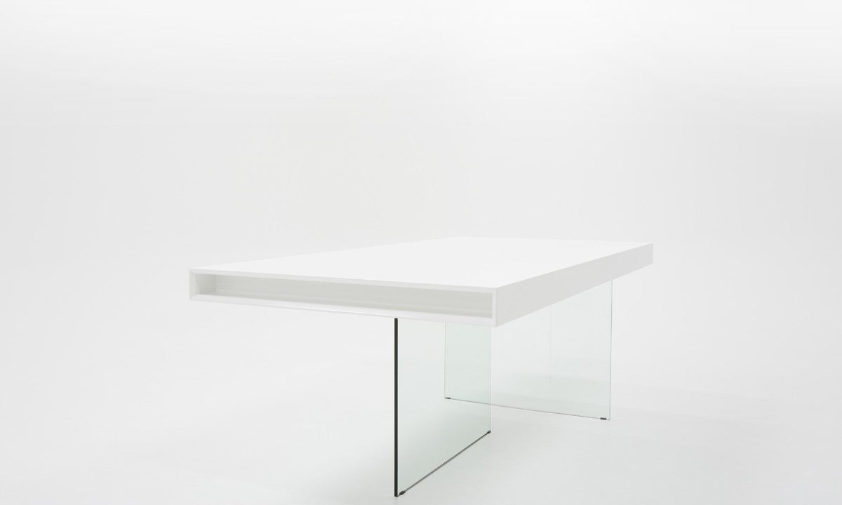 Modrest Encino Modern White & Glass Dining Table