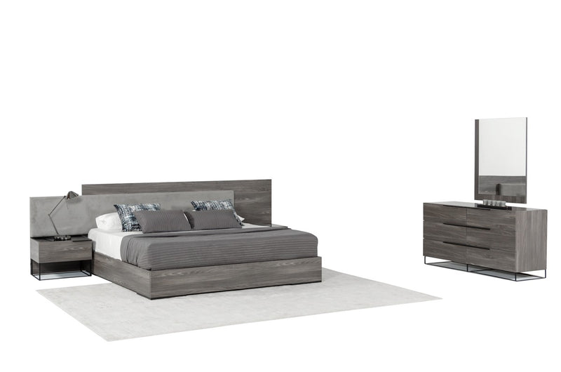 Nova Domus Enzo Italian Modern Grey Oak & Fabric Bedroom Set