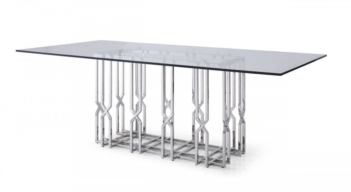Modrest Ericson - Modern Glass & Stainless Steel Dining Table