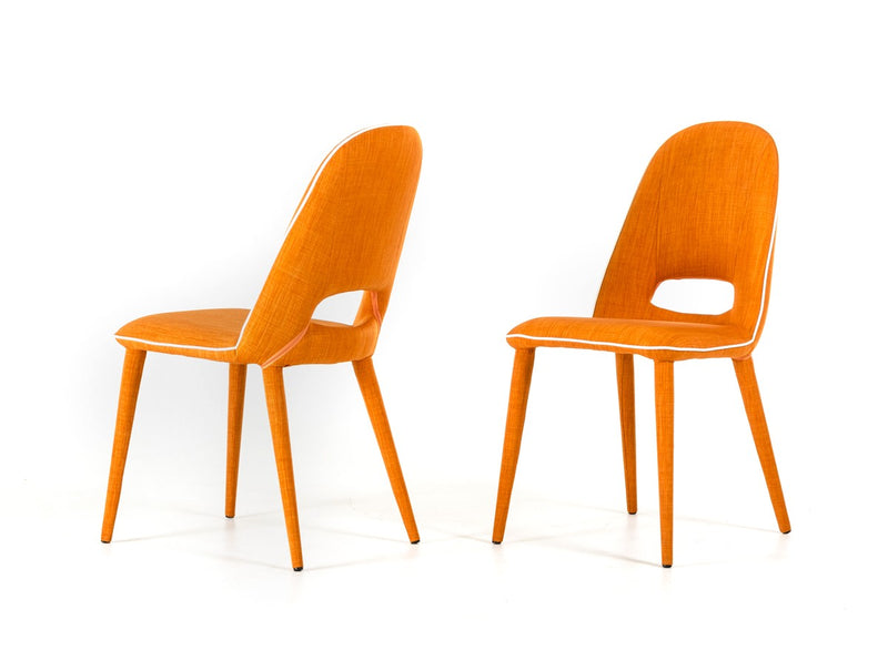 Eugene - Modern Orange Fabric Dining Chair (Set of 2)