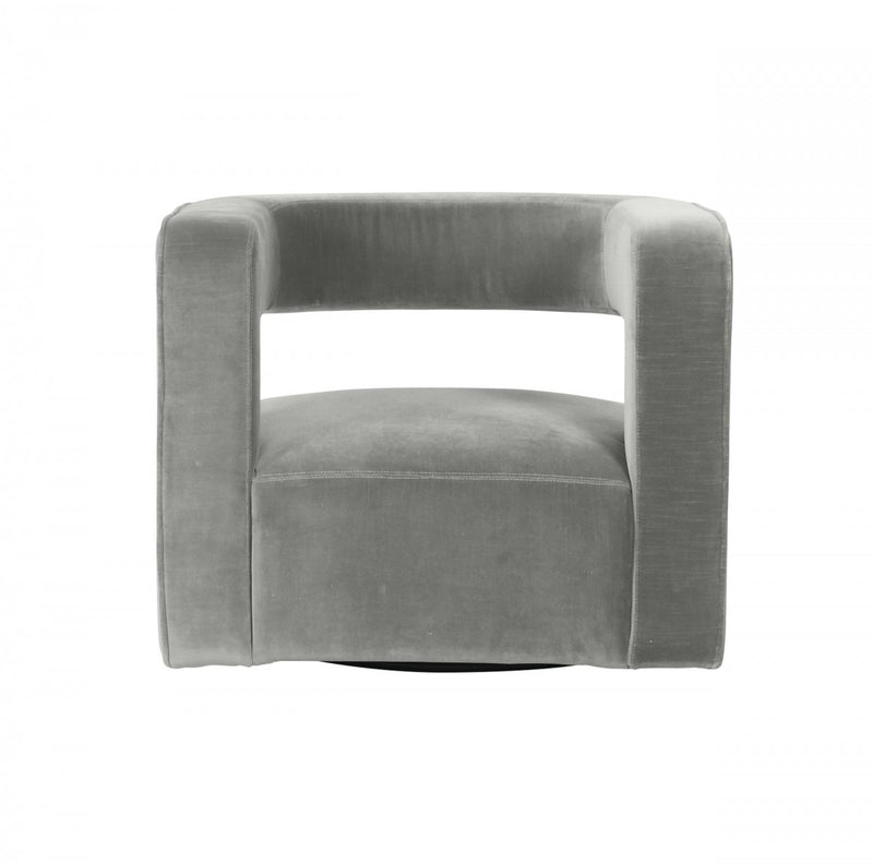 Modrest Fanny - Modern Swivel Grey Velvet Accent Chair