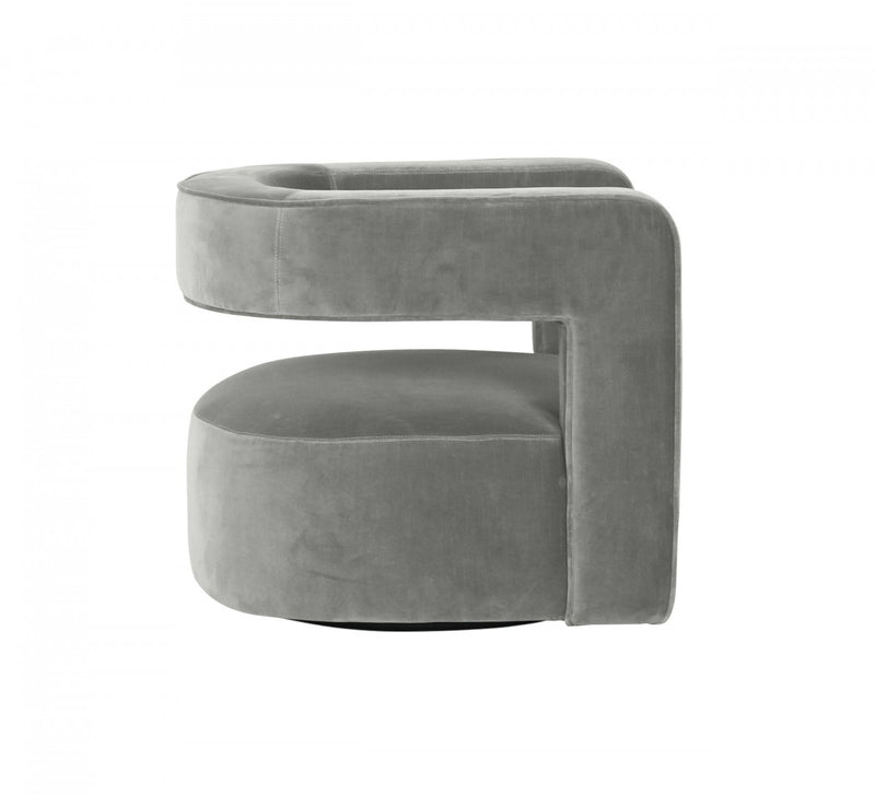 Modrest Fanny - Modern Swivel Grey Velvet Accent Chair