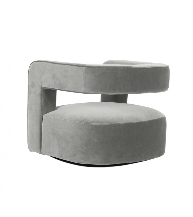 Modrest Fanny - Modern Swivel Grey Velvet Accent Chair