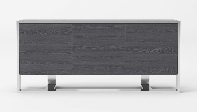 Modrest Fauna - Modern Elm Grey & Stainless Steel Buffet