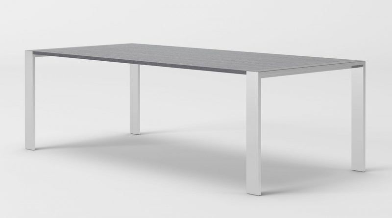 Modrest Fauna - Modern Elm Grey & Stainless Steel Chrome Dining Table