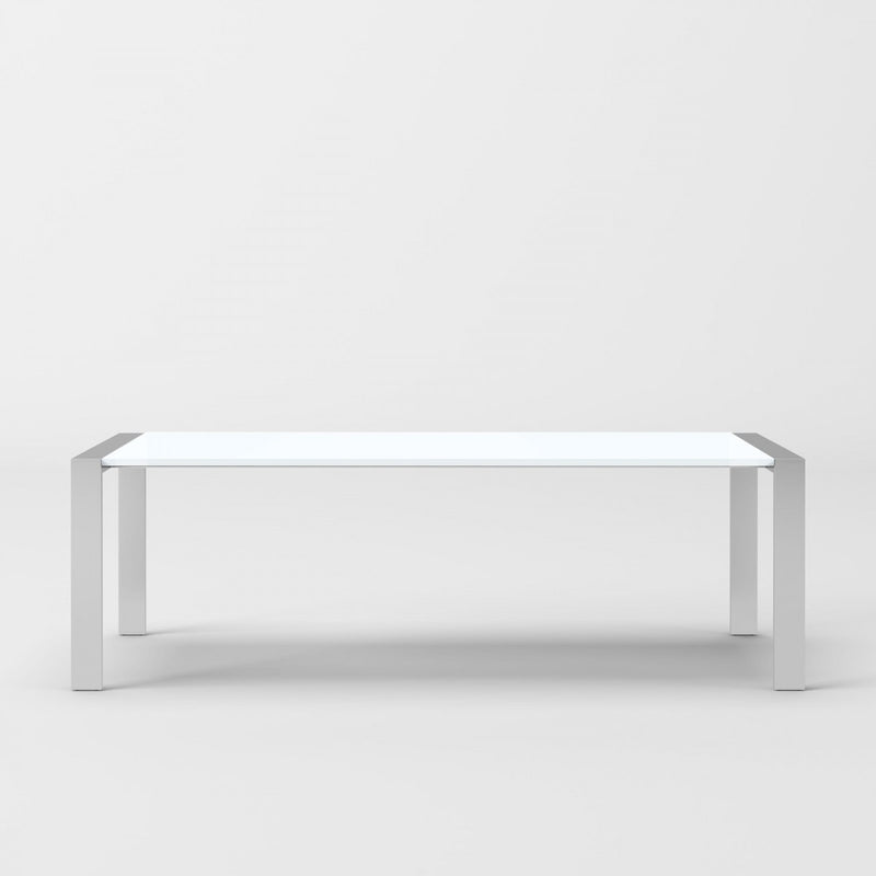 Modrest Fauna - Modern White High Gloss & Stainless Steel Chrome Dining Table