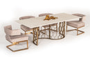 Modrest Faye Modern White Concrete & Antique Brass Dining Table
