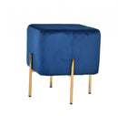 Modrest Daphne Blue Velvet & Gold Ottoman