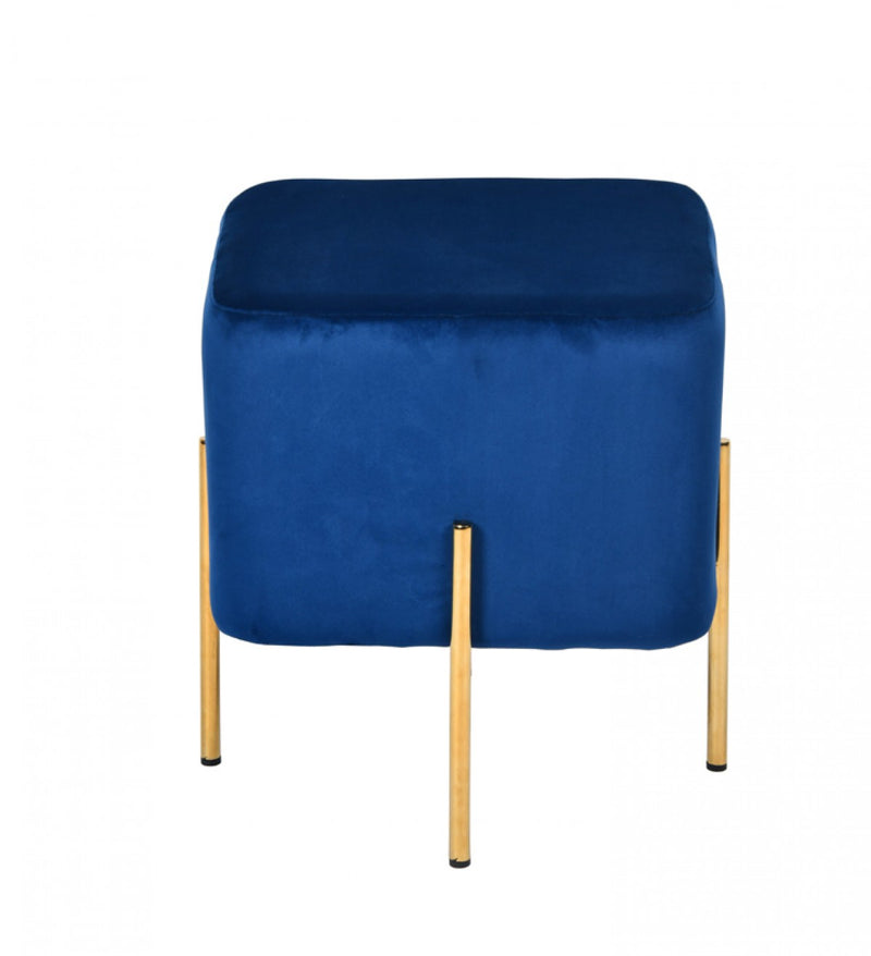 Modrest Daphne Blue Velvet & Gold Ottoman